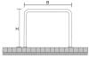 Technische Ansicht: Anlehn-/Absperrbügel -Sylt- aus Stahl, Höhe 1000 mm, zum Aufdübeln (Art. 448.52)