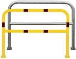 Anlehnbügel/Absperrbügel 'Sylt' Ø 48 mm aus Stahl, zum Aufdübeln, Höhe 1000 mm, gelb/schwarz oder nach RAL