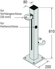 Technische Ansicht: Scooter-Parker -Two- aus Stahl, 2 Einstellplätze (Art. 39246)