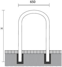 Technische Ansicht: Anlehn-/Absperrbügel -Rügen- zum Einbetonieren (Art. 448.065)