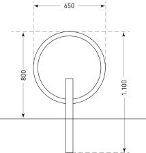 Technische Zeichnung: Anlehnbügel -Giro- zum Einbetonieren oder Aufdübeln (Art. 35731)
