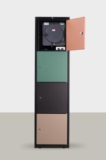 Feuersicherer Ladeschrank 'FireSafetyLocker' für Fahrradbatterien, Stahl, RAL 7016, 4 Module, 8