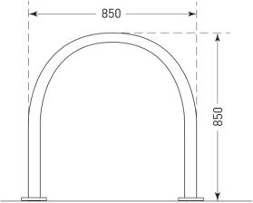 Technische Ansicht: Anlehnbügel/Absperrbügel -Bow-, ø 48 mm aus Edelstahl, Maße (Art. 39465)