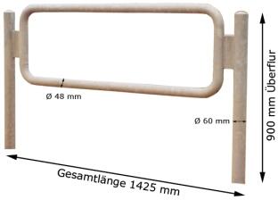 Technische Ansicht: Maße Anlehn-/Absperrbügel Kieler Bügel -Amrum- (Art. 422.10)