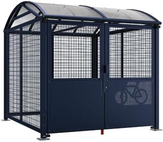Modellbeispiel: Fahrradüberdachung -Salix Safe- in enzianblau, Stahlgitter beschichtet mit