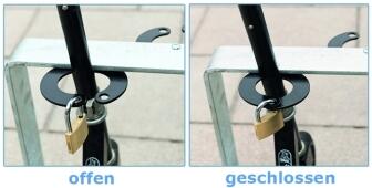 Detailansicht: bei Modell für Scooter/Roller abschließbar (Schloss nicht im Lieferumfang)