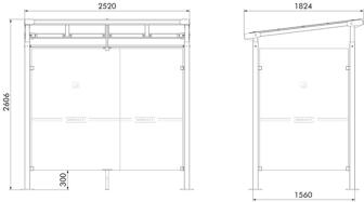 Technische Ansicht: Raucherunterstand -Milano- (Art. 37625)