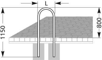 Technische Ansicht: Anlehnbügel -Typ 9400- ø 48 mm aus Stahl, Breite 350 mm (Art. 9420)