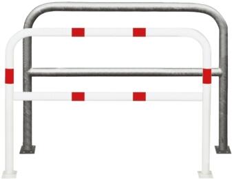 Anlehnbügel/Absperrbügel 'Sylt' Ø 48 mm aus Stahl, Höhe 1000 mm, zum Aufdübeln, weiß/rot oder nach