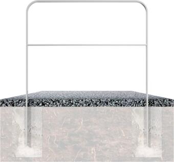 Anlehnbügel/Absperrbügel Baltrum 50 x 12 mm aus Stahl, mit Querholm, zum Einbetonieren